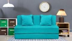 Aart Store High Density Foam Sofa Cums Bed Furniture Two Seater 4x6 Feet with Two Cushion Sky Blue Single Sofa Bed