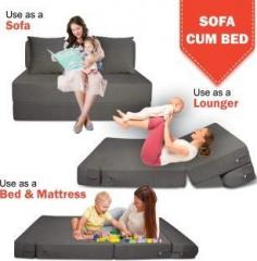 Aart Store Kids Soft Foam Sofa Cum Bed 4x6 Two Seater Sleeps & Comfortably Perfect for Guests Grey Color Single Sofa Bed