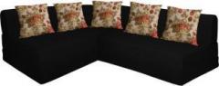 Aart Store L Shape Five Seater Sofa Cums Bed With Five Cushion Perfect For Guest Black Color Double Sofa Bed
