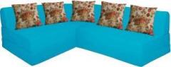 Aart Store L Shape Five Seater Sofa Cums Bed With Five Cushion Perfect For Guest Sky Blue Color Double Sofa Bed