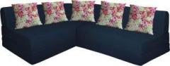 Aart Store L Shape Four Seater Sofa Cums Bed With Five Cushion Perfect For Guest Blue Color Double Sofa Bed