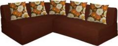 Aart Store L Shape Four Seater Sofa Cums Bed With Five Cushion Perfect For Guest Brown Color Double Sofa Bed