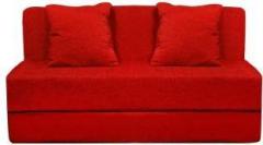 Aart Store Sofa Cum Bed 4x6 Feet Two Seater with Washable Cover and Two Pillows Red Color Single Sofa Bed