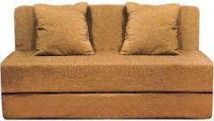 Aart Store Sofa Cum Bed 5x6 Feet Three Seater with Washable Cover and Two Pillows Golden Color Single Sofa Bed