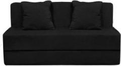 Aart Store Sofa Cum Bed 6x6 Feet Three Seater with Washable Cover and Two Pillows Black Color Single Sofa Bed
