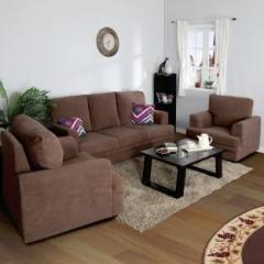 Aasandah Fabric 3 + 1 + 1 Brown Sofa Set