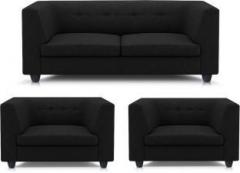 Adorn Homez Modern Fabric 2 + 1 + 1 Black Sofa Set