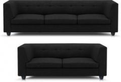Adorn Homez Modern Fabric 3 + 2 Black Sofa Set