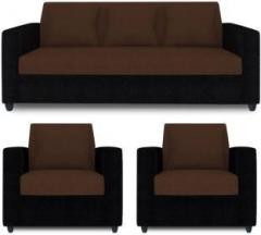Adorn Homez Optima Fabric 3 + 1 + 1 Black & Brown Sofa Set
