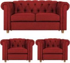Adorn Homez Startford Fabric 2 + 1 + 1 Maroon Sofa Set