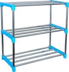 Aekko 3 Layer Stainless Steel Multifunctional Multipurpose Use Shelf Metal Open Book Shelf