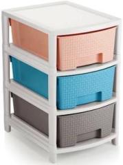 Ak Hub Modular 3 Layer Drawer Storage Organizer for Home/Bedroom/Beauty Parlour and Kitchen Plastic Free Standing Cabinet