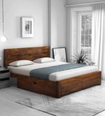 Allie Wood Sheesham Solid Wood King Drawer Bed