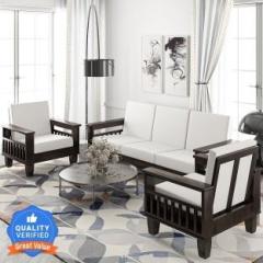 Allie Wood Sheesham Wood Premium Quality With 6 Wall Shelves Fabric 3 + 1 + 1 Sofa Set