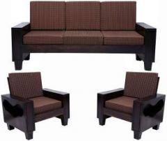 Allie Wood Solid Sheesham Wood 5 Seater 3+1+1 Seater Sofa Set for Home and Living Room Fabric 3 + 1 + 1 Walnut Brown Sofa Set