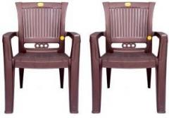 Anmol Moulded Crown Platinum Chair For Home and Office pack of 2 size large Plastic Outdoor Chair