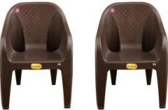 Anmol Moulded Durable Chair For Home & Office Brown Pack of 2 Plastic Outdoor Chair
