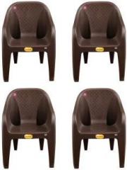 Anmol Moulded Durable Chair For Home & Office Brown Pack of 4 Plastic Outdoor Chair