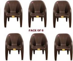 Anmol Moulded Durable Chair For Home & Office Brown Pack of 6 Plastic Outdoor Chair