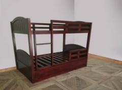 Aprodz Mango Wood Mingitc Kids Bunk Beds with Trundle for Bedroom | Brown Finish Solid Wood Bunk Bed
