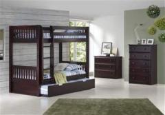 Aprodz Sheesham Wood Moyer Bunk Bed with Trundle for Bedroom | Brown Finish Solid Wood Bunk Bed