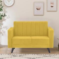 Arra Grior Tufted Back Two Seater Sofa Yellow Fabric 2 Seater Sofa