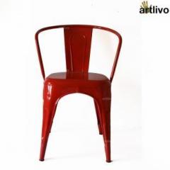Artlivo Red French Style Bistro Arm Chair Metal Living Room Chair