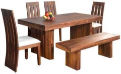 @Home Delmonte Six Seater Dining Set with Bench in Walnut Colour