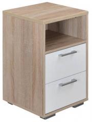 @home Marilyn High Gloss Bed Side Table in Oak & White Colour