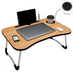 Bbd Kitchen Shop Laptop Table with Dock Stand and Coffee Cup Holder Color Brown, Pre Assembled Solid Wood Study Table