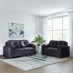 Bharat Lifestyle Alister Leatherette 3 + 2 Black Sofa Set