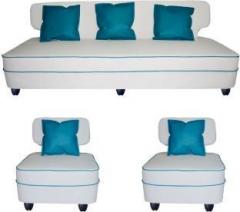 Bharat Lifestyle Butterfly Leatherette 3 + 1 + 1 White & Blue Sofa Set