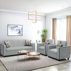Bharat Lifestyle Desy Fabric 3 + 1 + 1 Light Grey Sofa Set