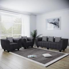 Bharat Lifestyle Elegant Fabric 3 + 1 + 1 Dark Grey Sofa Set