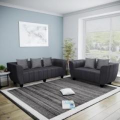 Bharat Lifestyle Elegant Fabric 3 + 2 Dark Grey Sofa Set