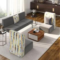 Bharat Lifestyle Imperial with Coffee Table Fabric 3 + 1 + 1 Grey Sofa Set