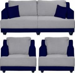 Bharat Lifestyle Marina Fabric 3 + 1 + 1 Dark Blue and Grey Sofa Set