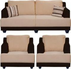 Bharat Lifestyle Marina Fabric 3 + 1 + 1 Dark Brown and Cream Sofa Set