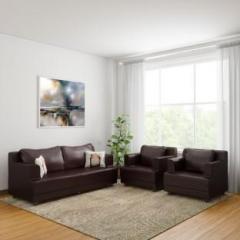 Bharat Lifestyle Marina Leatherette 3 + 1 + 1 Brown Sofa Set
