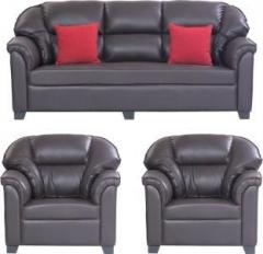 Bharat Lifestyle Riyan Leatherette 3 + 1 + 1 Brown Sofa Set