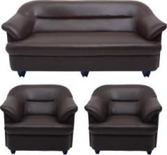 Bharat Lifestyle Sagittarius Leatherette 3 + 1 + 1 Brown Sofa Set