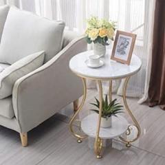 Bloo Mart Iron Golden 2 Tier Round End Table Coffee Table Side Table Metal End Table