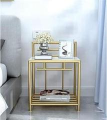 Bloo Mart Living Room Side Tables Nightstand Sofa Side Table with Metal Frame Metal End Table