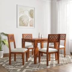 Brightwood Solid Sheesham Wood Four Seater Dining Set For Dining Room / Restaurant / Caf | Solid Wood 4 Seater Dining Set