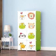Bucketlist 8 Cube Free Standing Portable & Foldable Closet Kid's Wardrobe for Bedroom PP Collapsible Wardrobe