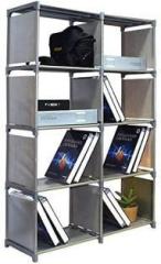 Buenovida Metal Study Room, Book Multipurpose Rack Stand Shelf Grey 8 shelve Organizer Plastic Open Book Shelf