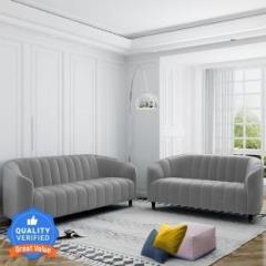 Carlton London Amelia Tufted Back 3+2 Seater Grey Color Fabric 3 + 2 Sofa Set