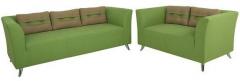 CasaCraft Adelia Sofa Set in Pear Green Colour with Throw Cushions