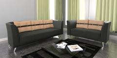 CasaCraft Adelia Sofa Set in Steel Grey Colour with Throw Cushions
