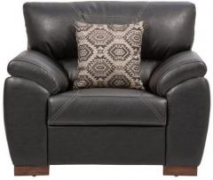 CasaCraft Almanzo One Seater Sofa with Throw Cushions in Black Colour